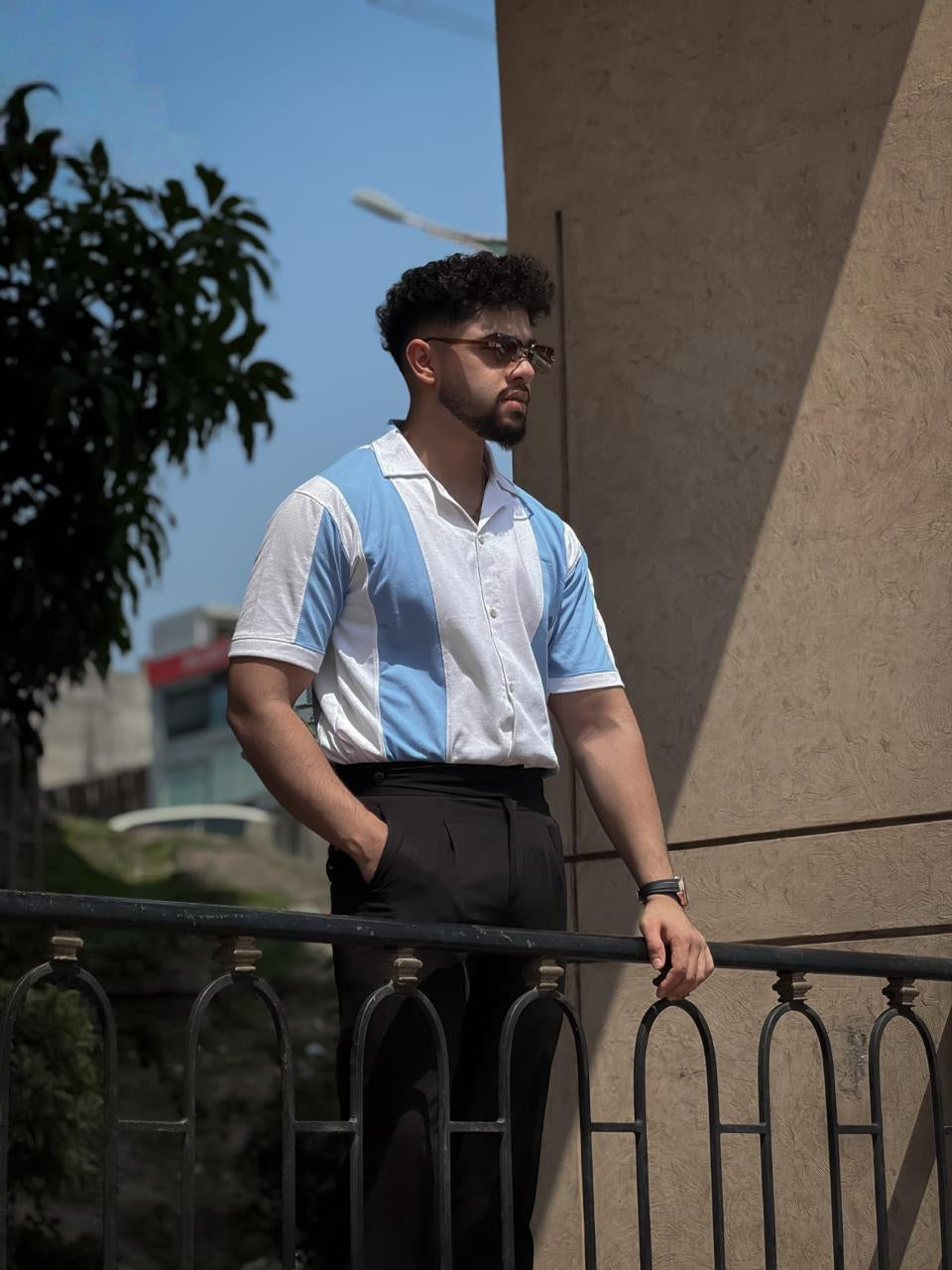 Men's striped knitted polo shirt AZ-9922