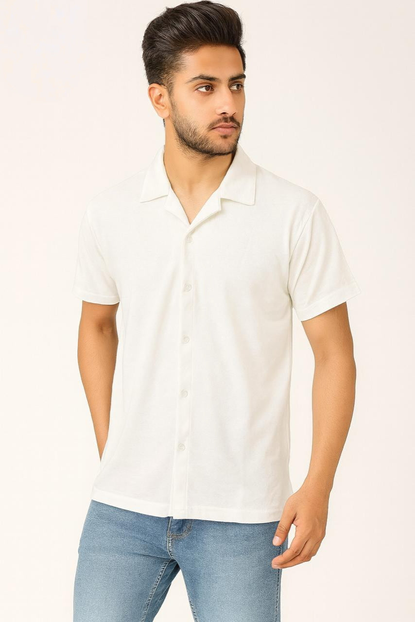 Men’s Short Sleeve Casual Button-Up Shirt – White,Gray,Black AZ-001