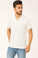 Men’s Short Sleeve Casual Button-Up Shirt – White,Gray,Black AZ-001