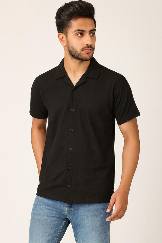 Men’s Short Sleeve Casual Button-Up Shirt – White,Gray,Black AZ-001