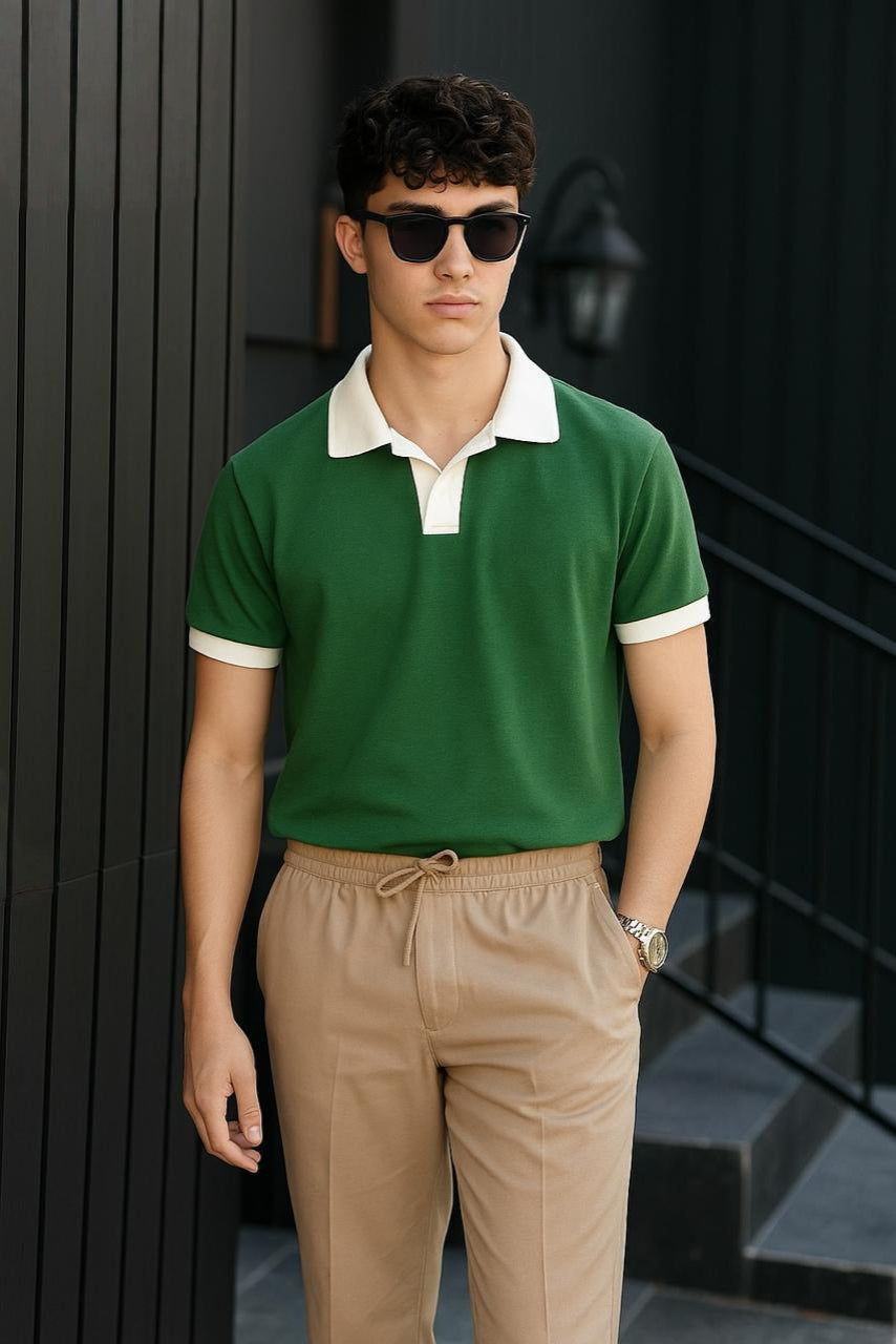 Men’s Contrast Collar Shirt – Versatile Color Collection AZ-002