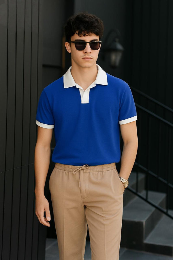 Men’s Contrast Collar Shirt – Versatile Color Collection AZ-002