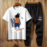 Anime-Themed "No Signal" Graphic T-Shirt and Joggers Set AZ-6600