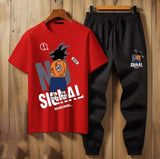 Anime-Themed "No Signal" Graphic T-Shirt and Joggers Set AZ-6600