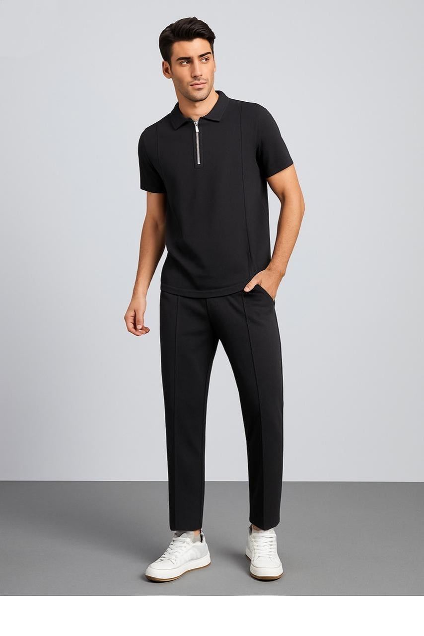 Men's Textured Zip Polo & Trousers Co-ord Set AZ-7700