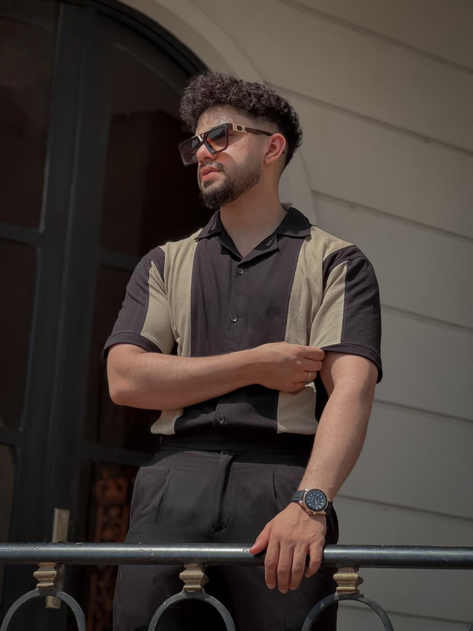 Men's striped knitted polo shirt AZ-9922