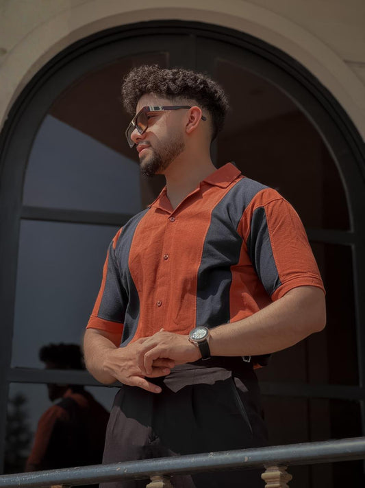 Men's striped knitted polo shirt AZ-9922