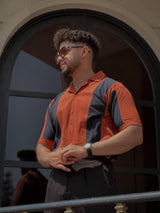 Men's striped knitted polo shirt AZ-9922