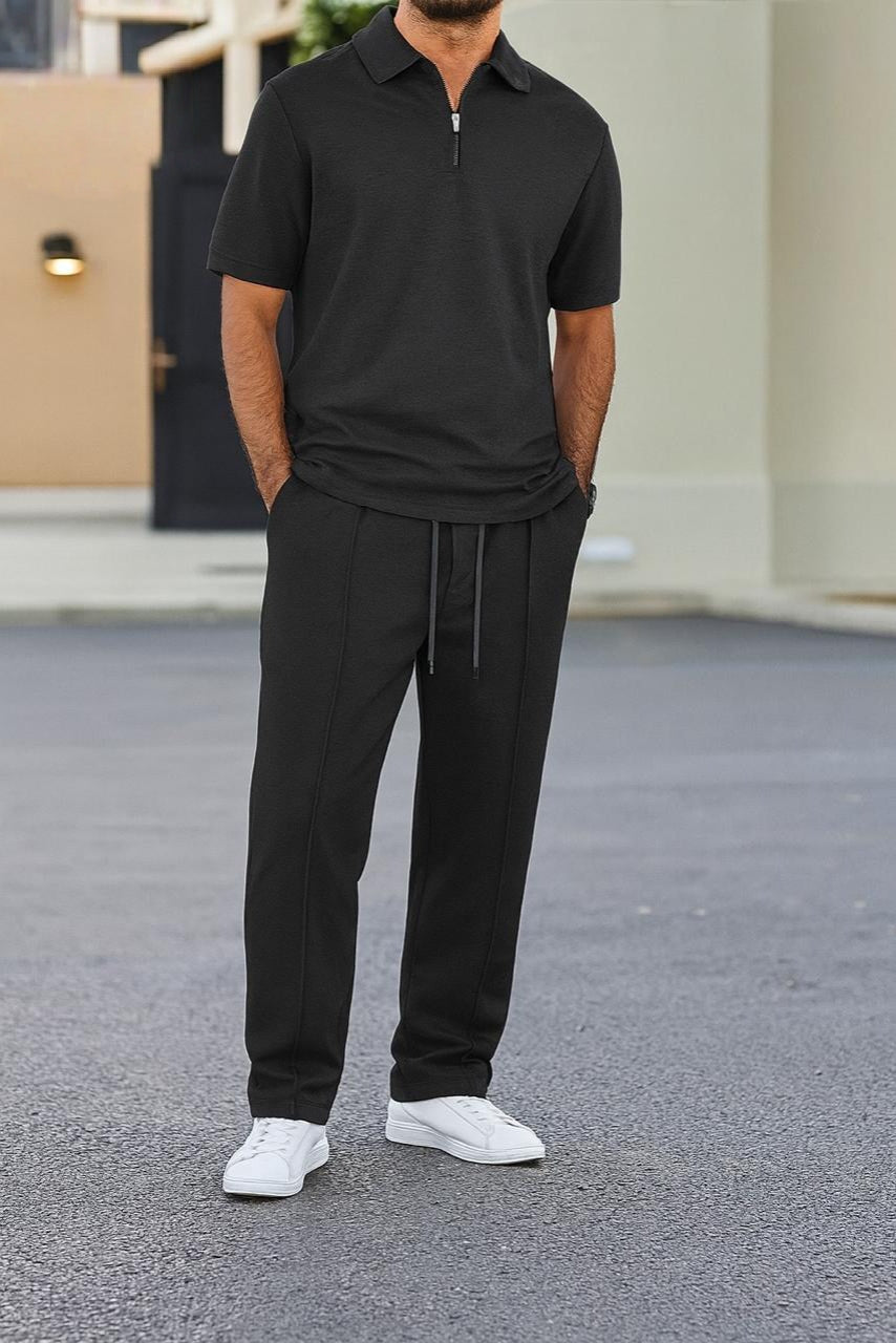 Men's Zip Polo Shirt & Relaxed Fit Sweatpants Co-ord Set AZ-9999