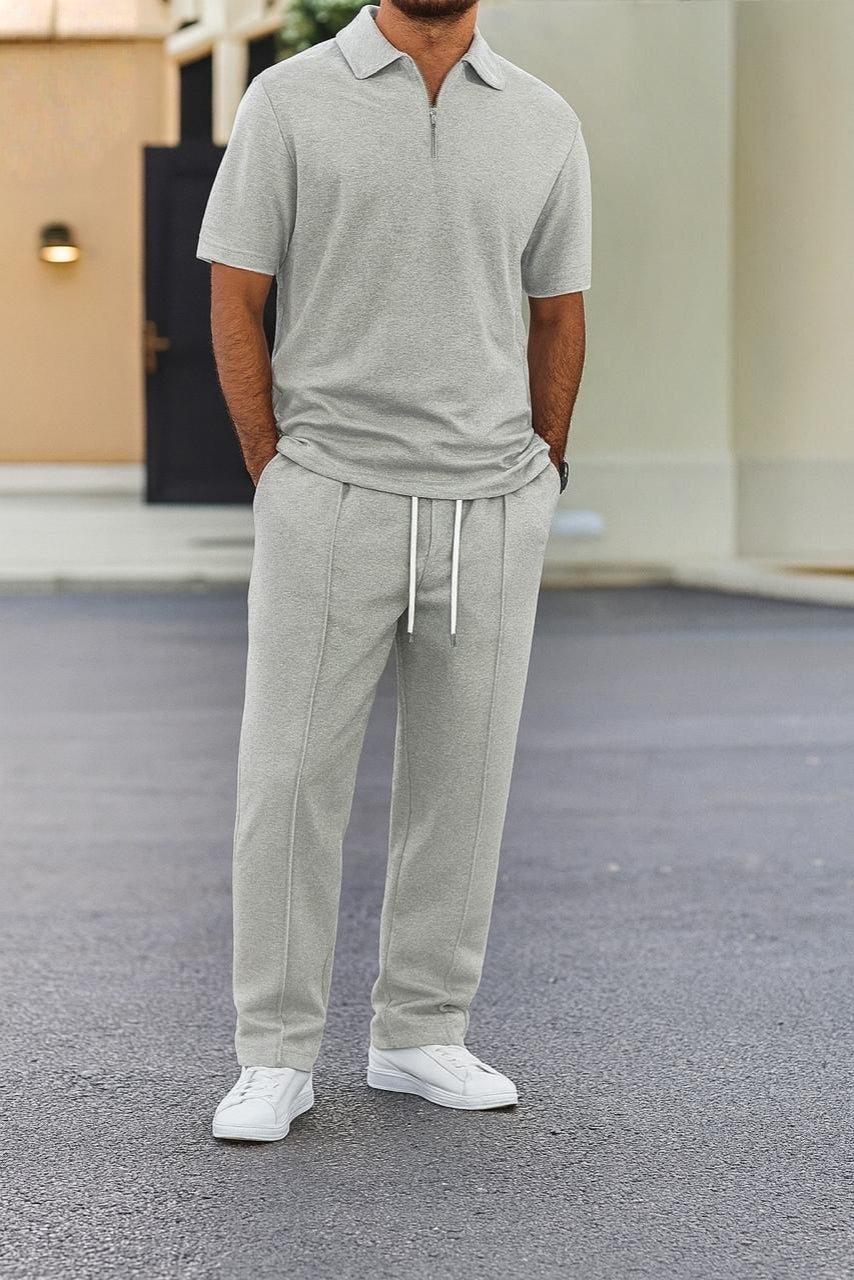 Men's Zip Polo Shirt & Relaxed Fit Sweatpants Co-ord Set AZ-9999