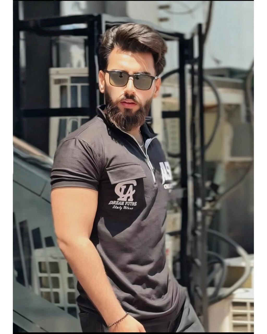 Men's half-zip polo t-shirt. AZ-9991