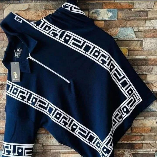 Men's Diagonal-Stripe High Neck T-Shirt with Zipper Detail AZ-9995