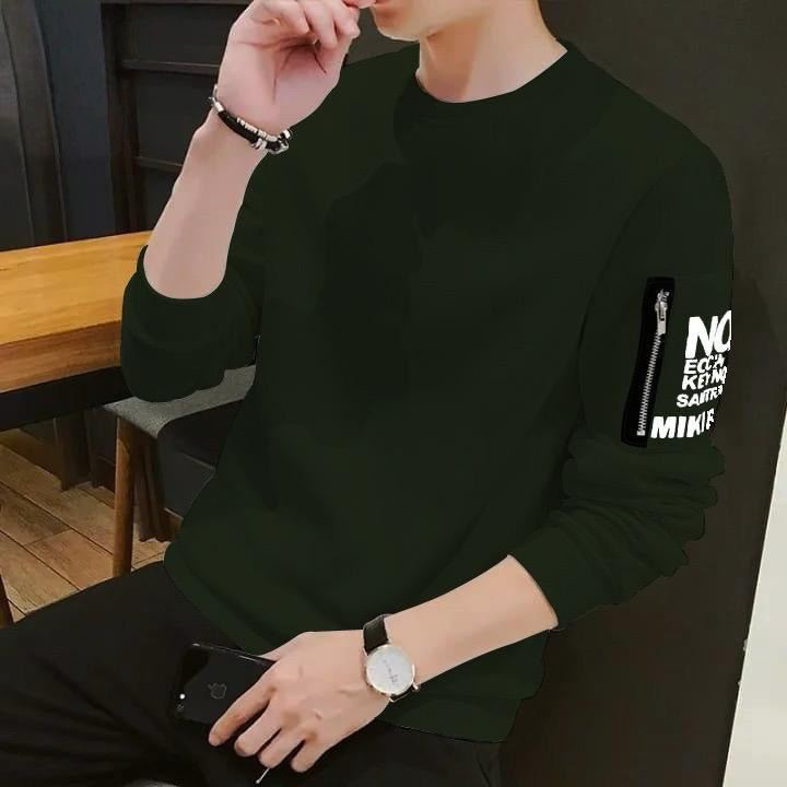 Men's Minimalist Zipper Pocket Crewneck Sweatshirt AZ-8882