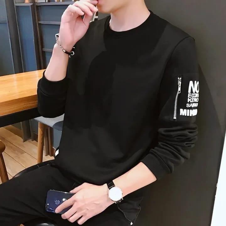 Men's Minimalist Zipper Pocket Crewneck Sweatshirt AZ-8882