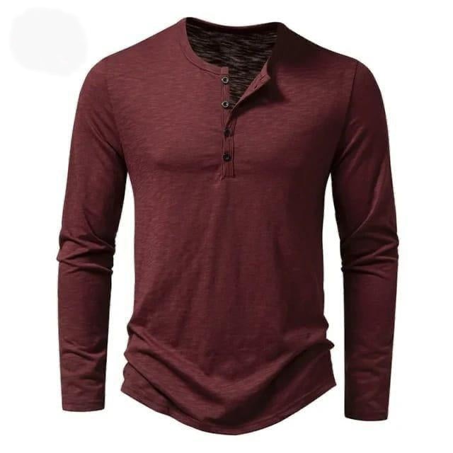 Classic Henley Top with Long Sleeves AZ-8883