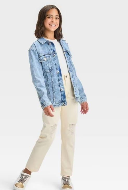 Girl's Distressed Denim Jacket AZ-3321