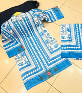 Women's Two-Piece Blue Floral Printed Co-ord Set AZ-3320