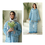 Women's Two-Piece Blue Floral Printed Co-ord Set AZ-3320