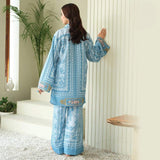 Women's Two-Piece Blue Floral Printed Co-ord Set AZ-3320