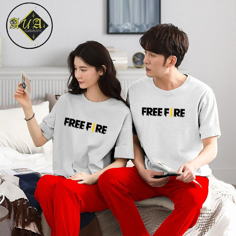 Couple's Coordinated Printed T-Shirt and Pajama Lounge Wear Set AZ-3300