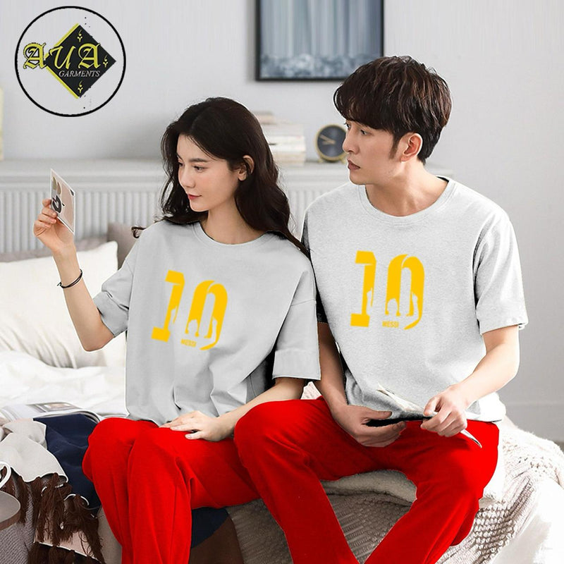Couple's Coordinated Printed T-Shirt and Pajama Lounge Wear Set AZ-3300