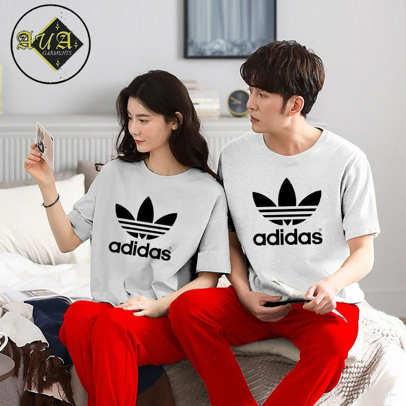 Couple's Coordinated Printed T-Shirt and Pajama Lounge Wear Set AZ-3300