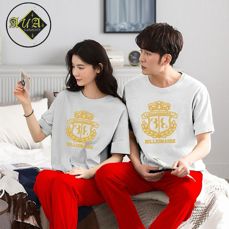 Couple's Coordinated Printed T-Shirt and Pajama Lounge Wear Set AZ-3300