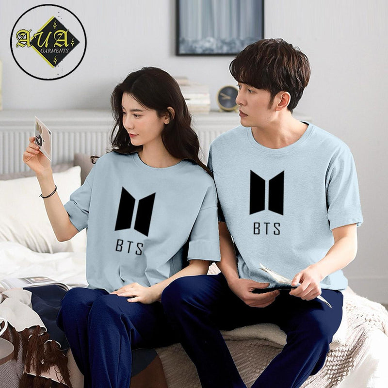 Couple's Coordinated Printed T-Shirt and Pajama Lounge Wear Set AZ-3300