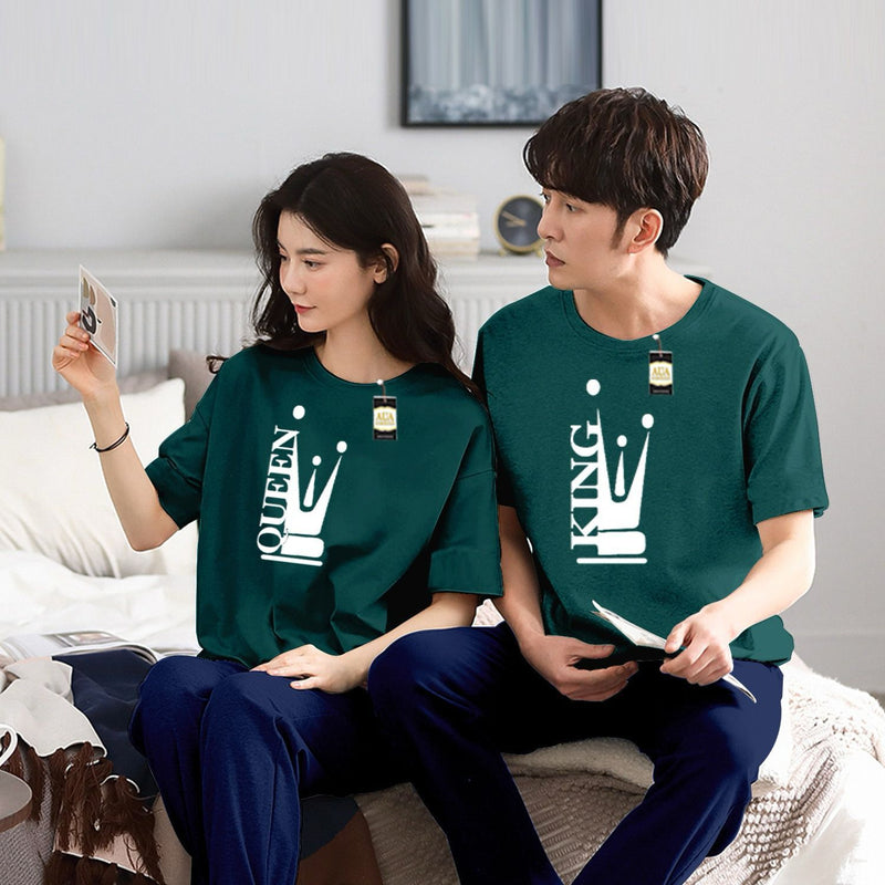 Couple's Coordinated Printed T-Shirt and Pajama Lounge Wear Set AZ-3300