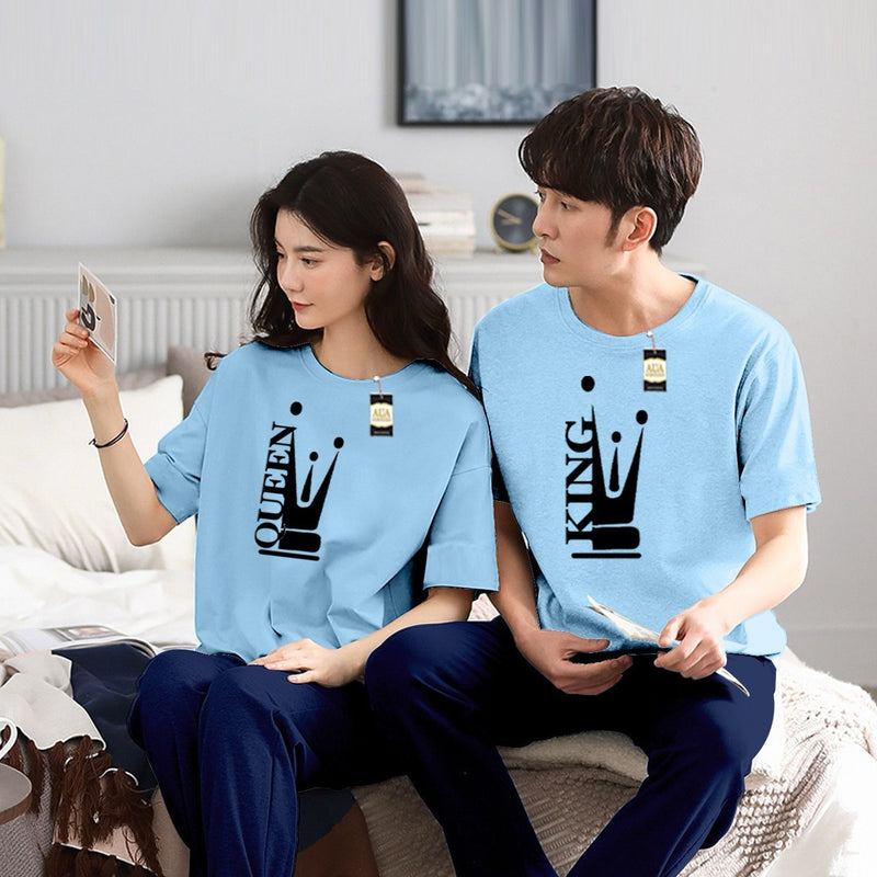 Couple's Coordinated Printed T-Shirt and Pajama Lounge Wear Set AZ-3300