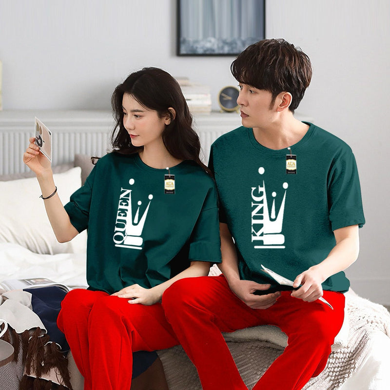 Couple's Coordinated Printed T-Shirt and Pajama Lounge Wear Set AZ-3300