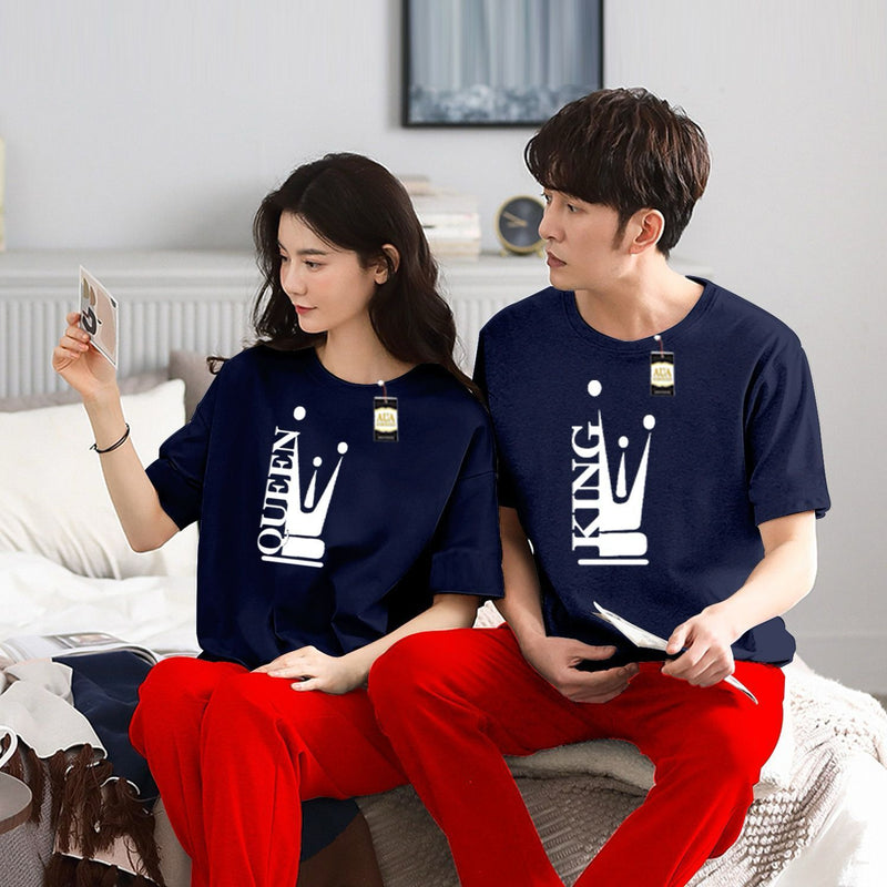 Couple's Coordinated Printed T-Shirt and Pajama Lounge Wear Set AZ-3300