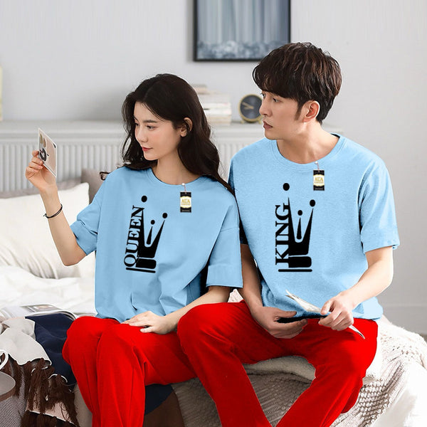 Couple's Coordinated Printed T-Shirt and Pajama Lounge Wear Set AZ-3300
