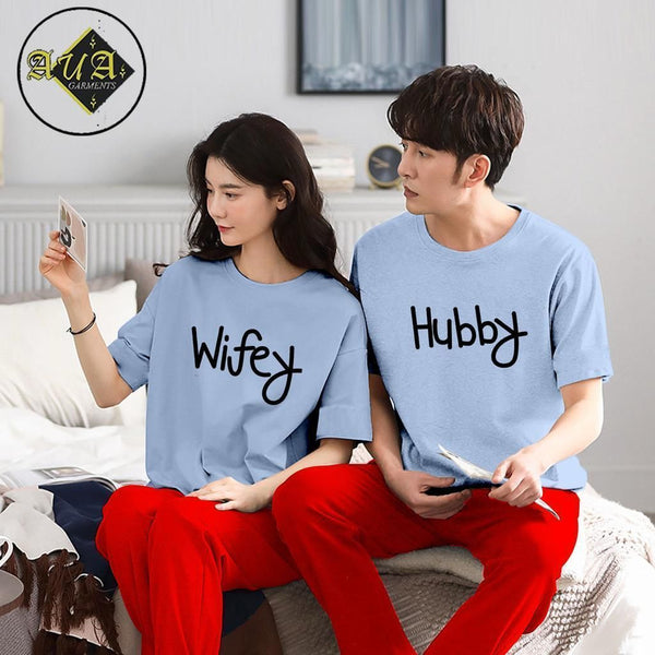 Couple's Coordinated Printed T-Shirt and Pajama Lounge Wear Set AZ-3300