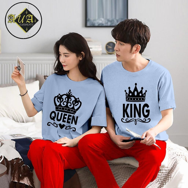 Couple's Coordinated Printed T-Shirt and Pajama Lounge Wear Set AZ-3300