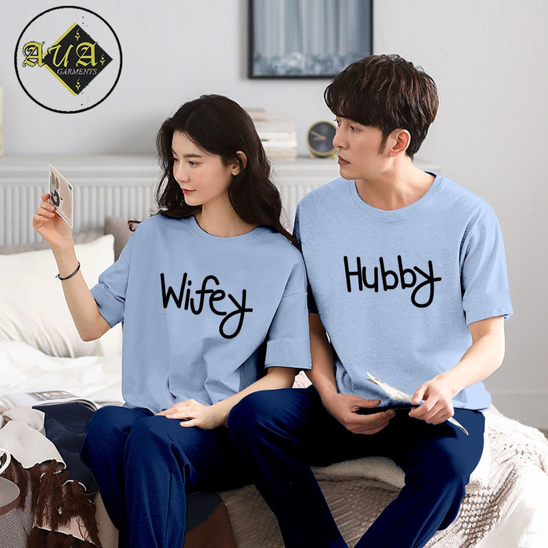 Couple's Coordinated Printed T-Shirt and Pajama Lounge Wear Set AZ-3300