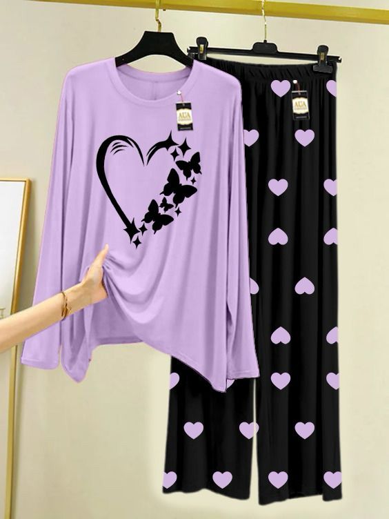 Couple's Coordinated Printed T-Shirt and Pajama Lounge Wear Set AZ-3300
