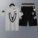 Men's Casual Printed T-Shirt and Shorts Tracksuit Set AZ-4401