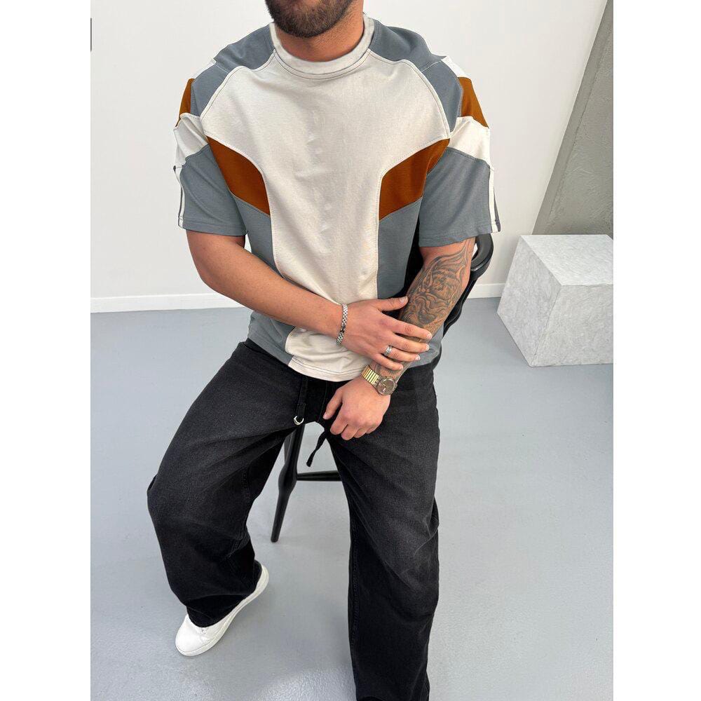 Men's Color Block Patchwork T-Shirt AZ 8888