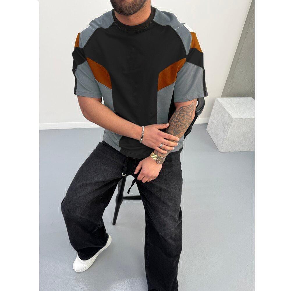 Men's Color Block Patchwork T-Shirt AZ 8888