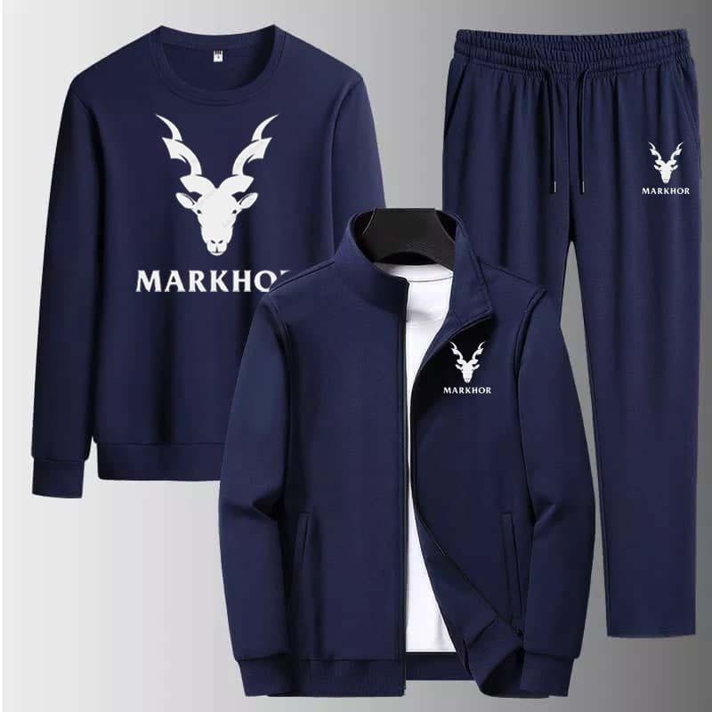 Markhor Premium Navy Blue Tracksuit Set (3-Piece) AZ-6666