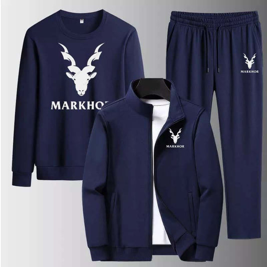 Markhor Premium Navy Blue Tracksuit Set (3-Piece) AZ-6666
