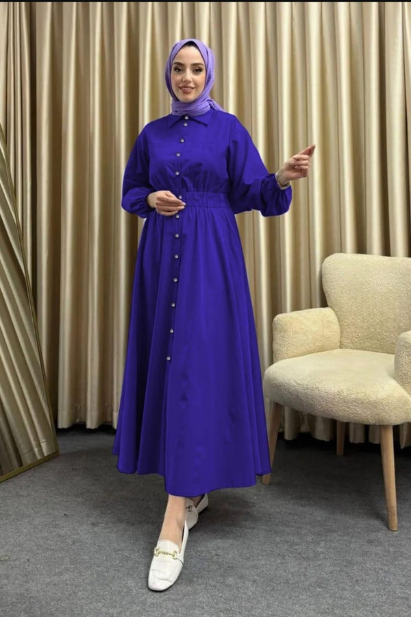 Women's Royal Blue Button-Down Dress AZ-3344