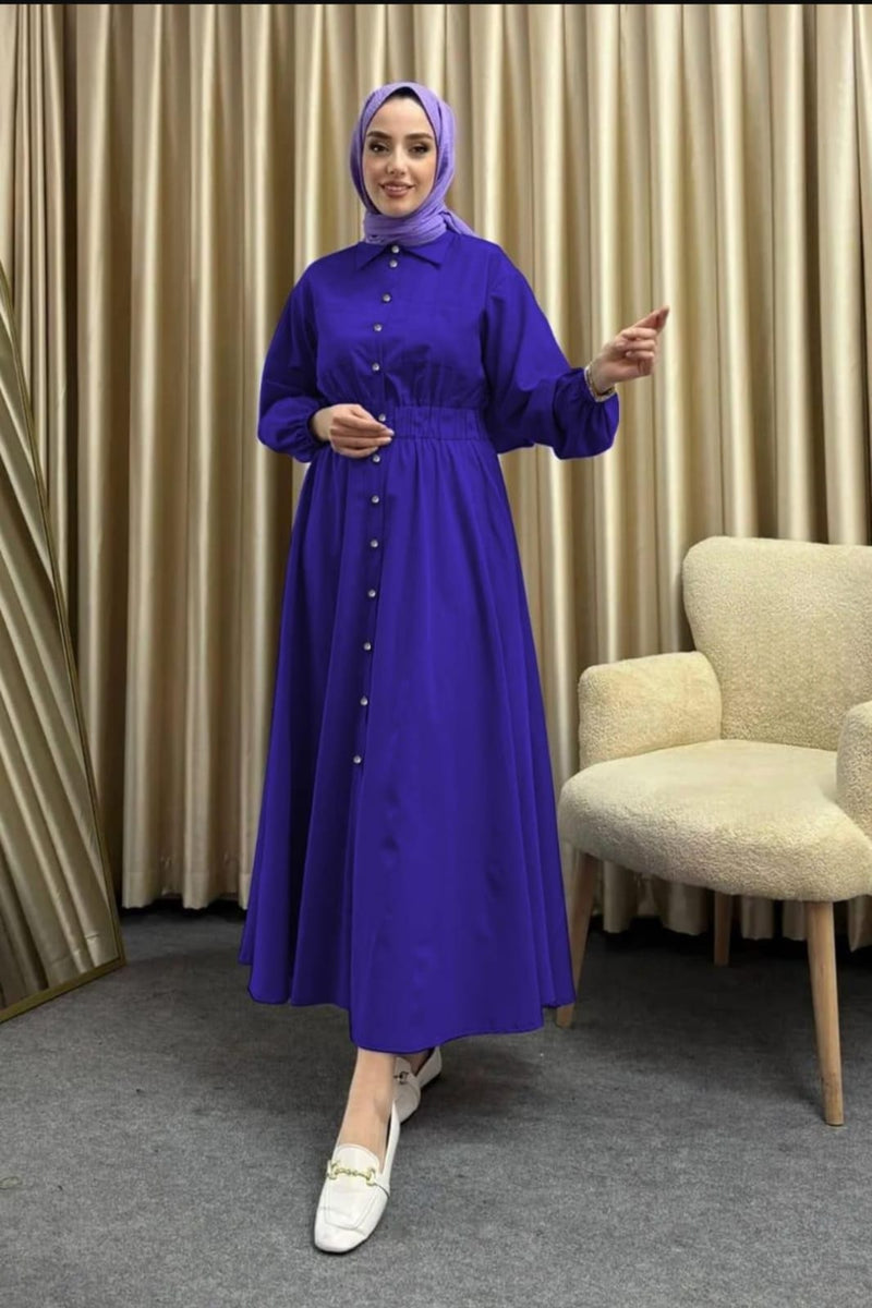 Women's Royal Blue Button-Down Dress AZ-3344