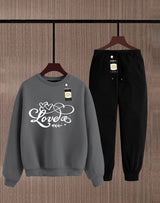 Grey and Black Graphic Sweatshirt and Jogger Set AZ-4444