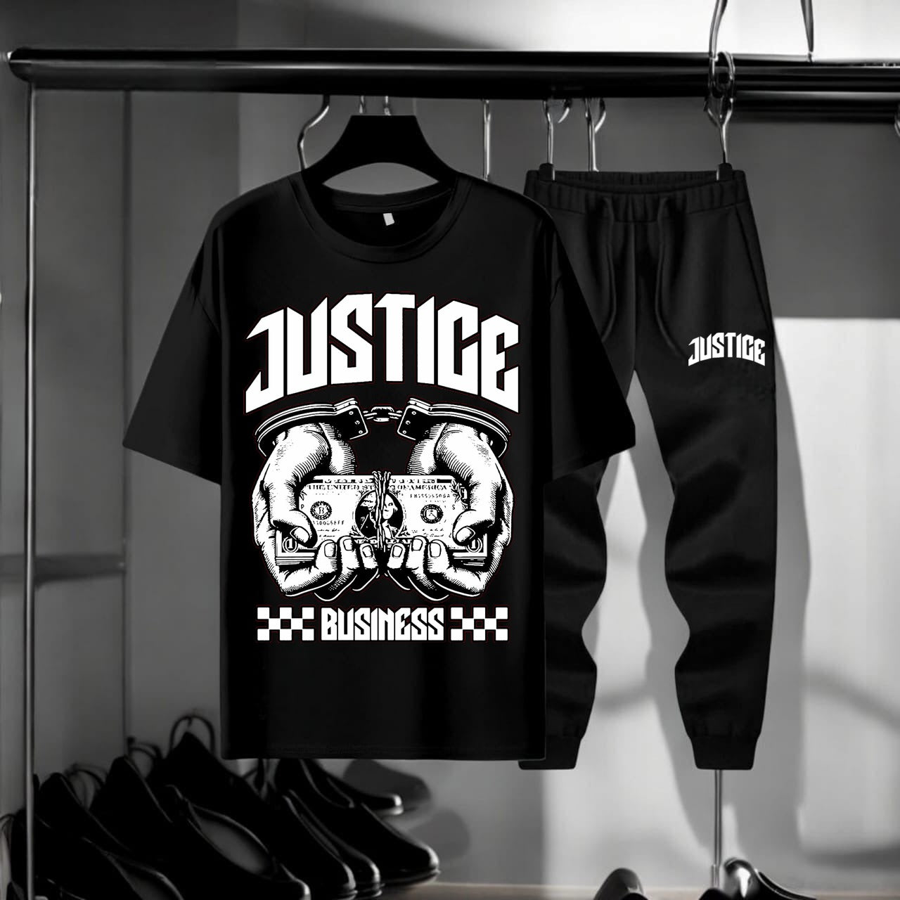 Justice" Graphic T-shirt and Jogger Set AZ-