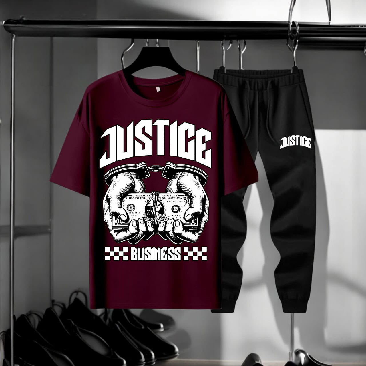 Justice" Graphic T-shirt and Jogger Set AZ-
