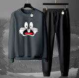 Graphic Sweatshirt & Jogger Tracksuit Set – Cozy 2-Piece Winter AZ-1199