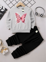 Graphic Sweatshirt and Black Jogger Set - Cozy Fleece Pullover and Trouser Outfit AZ-0099