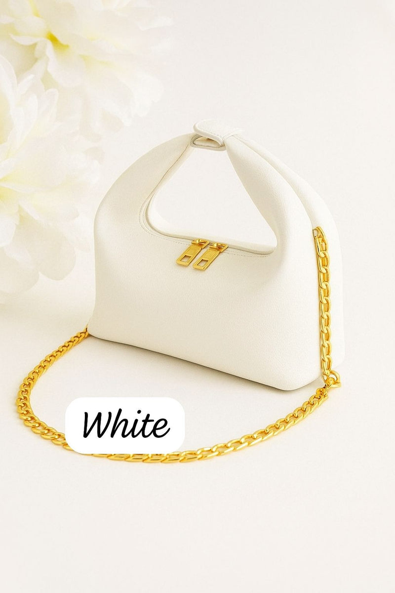 Chic Minimalist Soft-Knot Handbag with Gold Chain Strap  AZ-8822